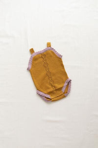 Organic Cotton Knit Scallop bodysuit, Goldenrod