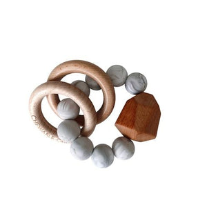 Hayes Silicone + Wood Teether Ring, Howlite