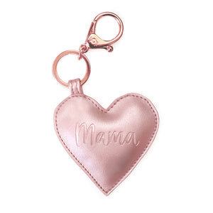 Mama Heart Diaper Bag Charm Keychain, Rose Gold