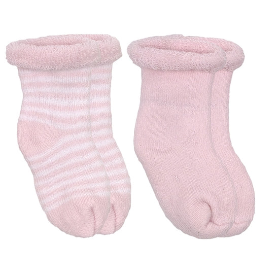 Newborn Terry socks, 2 pack, PInk Solid/Stripe
