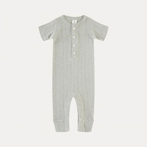 Organic Cotton Pointelle Romper, Greenstone