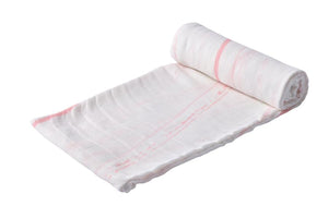 Bamboo Muslin Swaddle Blanket, Pink Stripe