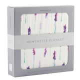 4 Layer Bamboo Muslin Blanket, Lavender and White