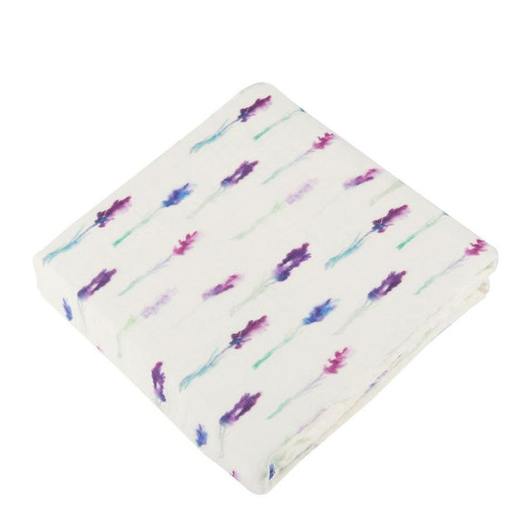 4 Layer Bamboo Muslin Blanket, Lavender and White