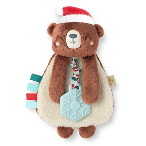 Itzy Lovey™ Plush with Silicone Teether Toy, Holiday Bear Plush