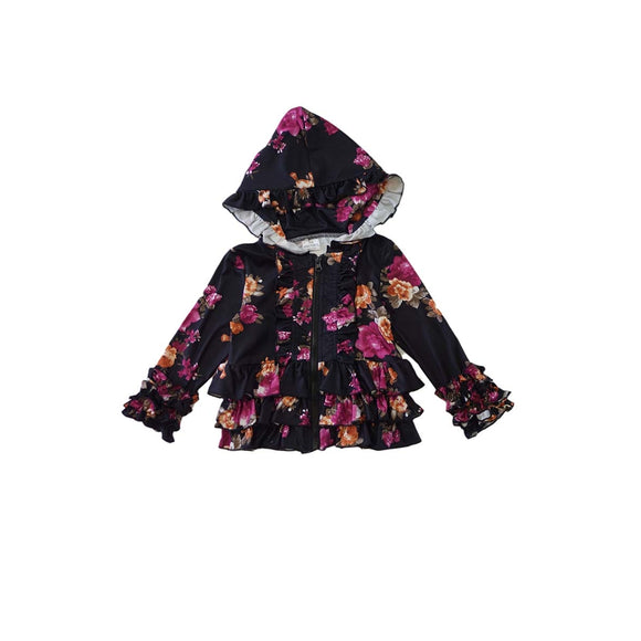 Floral ruffle hoodie